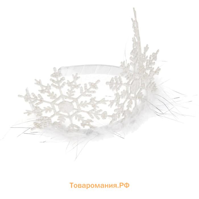 Корона на голову для девочки «Снежинка», с пухом