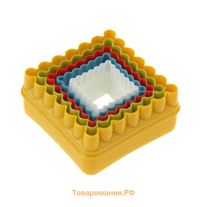 Формы для печенья  «Квадрат», набор 5 шт., 8×8×3.5 см, пластик, МИКС