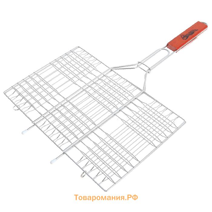 Решётка - гриль для мяса maclay, 22x34 см, хромированная сталь, для мангала
