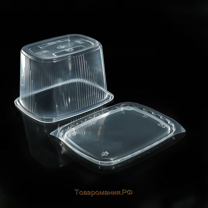 Контейнер пластиковый одноразовый с крышкой, 10 шт, 350 мл, 10,8×8,2×7 см, цвет прозрачный