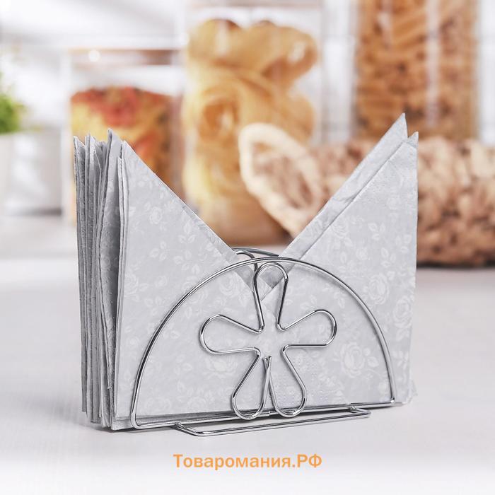 Салфетница  «Цветок»,13×6×7.5 см, серебряная