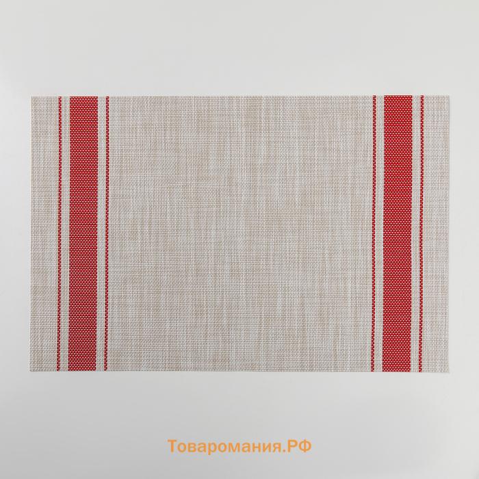 Салфетка сервировочная на стол «Две полосы», 45×30 см, красная