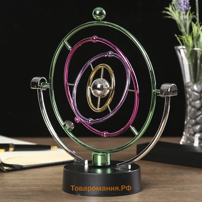 Маятник настольный антистресс «Планета с орбитами», 23.5×22×2.5 см, МИКС