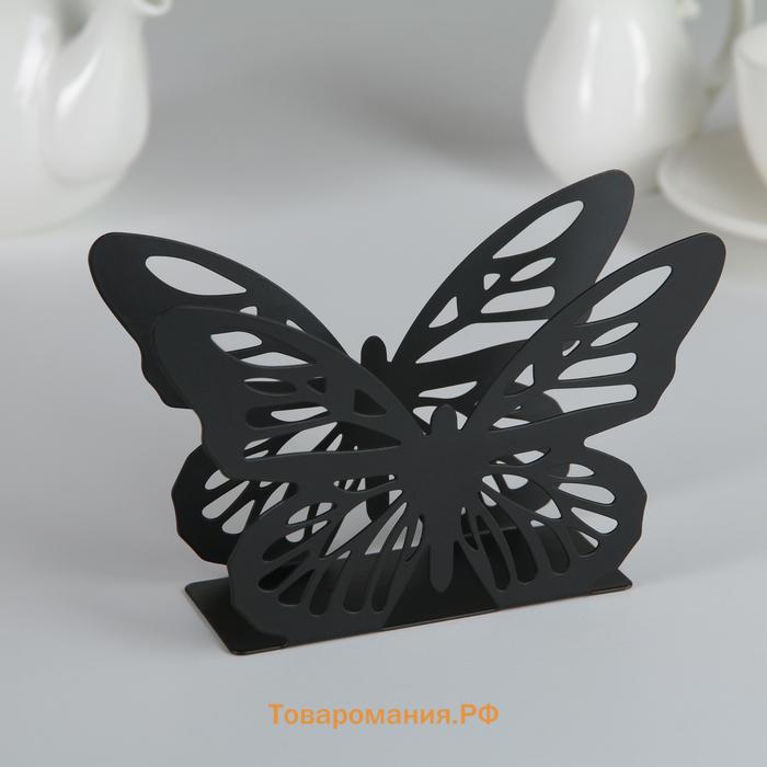 Салфетница  «Бабочка», 13.5×4×9 см, чёрная