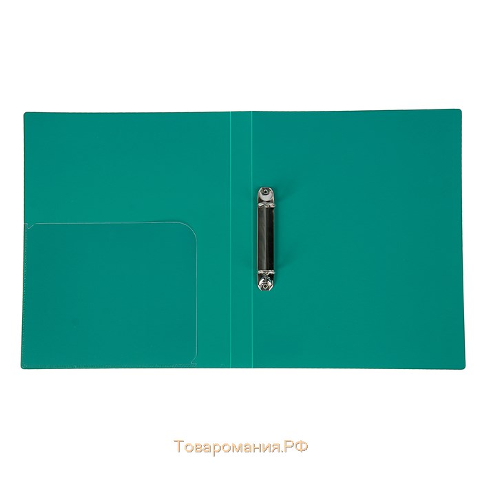 Папка на 2 кольцах А4, Calligrata, 27 мм, 700 мкм, внутренний и торцевой карман, зеленая