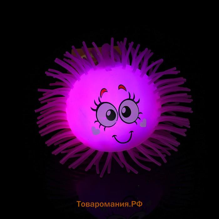 Мяч детский резиновый ёжка «Диля», резиновый, световой, цвета МИКС