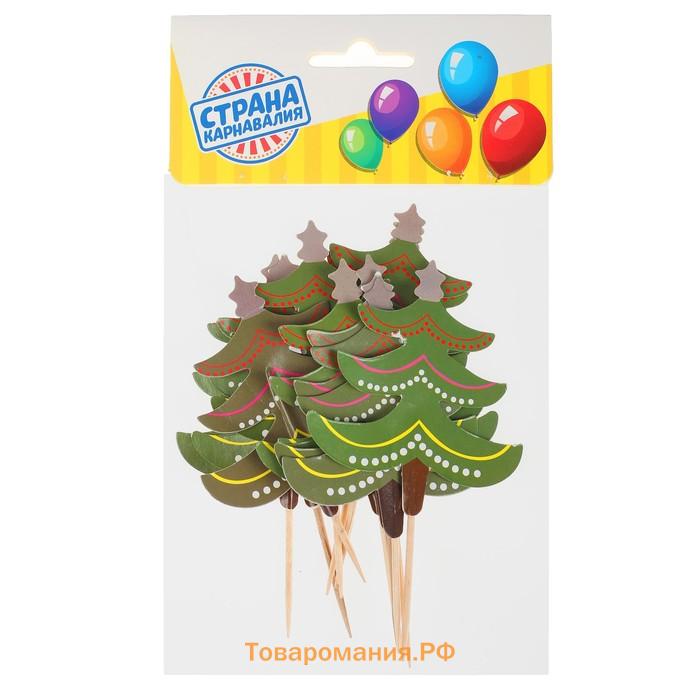 Шпажки для канапе новогодние «Ёлочка с гирляндой», набор 12 шт.