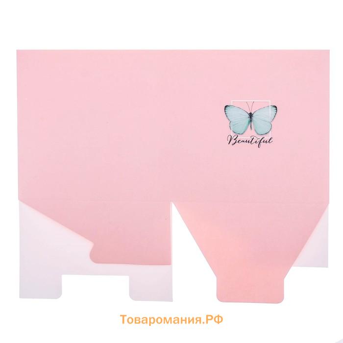 Коробка подарочная для цветов с PVC крышкой, упаковка, «Beautiful», 12 х 12 х 12 см