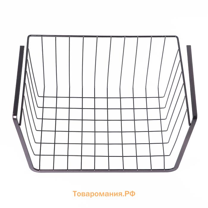 Корзина сетчатая навесная на полку , 40.5×25×14 см, чёрная