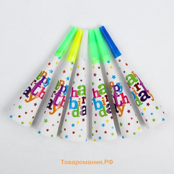 Дудка язычок «С днём рождения», набор 6 шт.