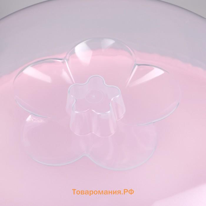 Подставка для торта и капкейков с крышкой 32.5×32.5×34 см, розовая