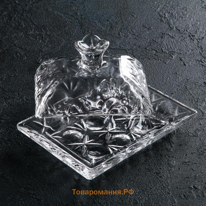 Маслёнка  «Семицвет», 15.5×11.5×8 см, стекло