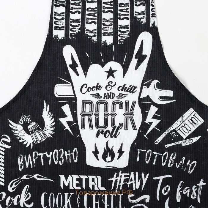 Фартук Rock'n'roll, 60 × 70 см, рогожка, хлопок 100 %, 160 г/м²