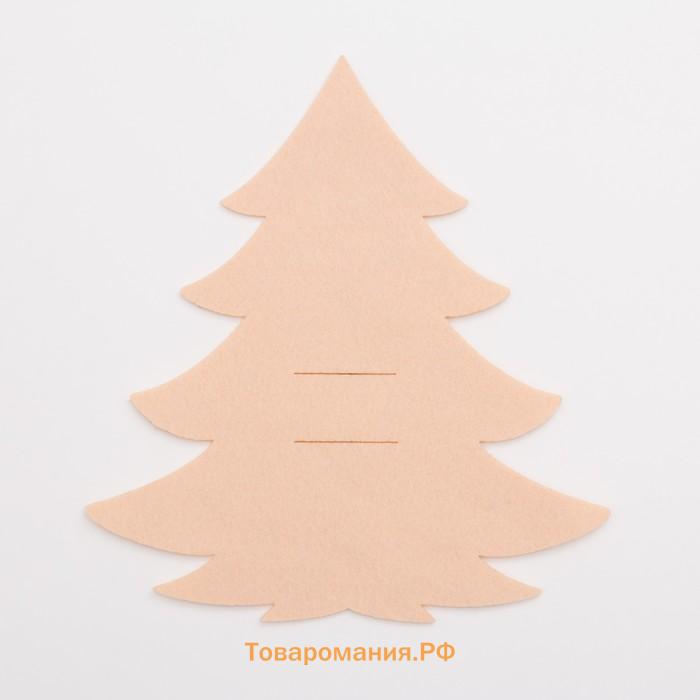 Конверт для столовых предметов «Ёлка с золотом», 23×35 см, 100% п/э, фетр, бежевый