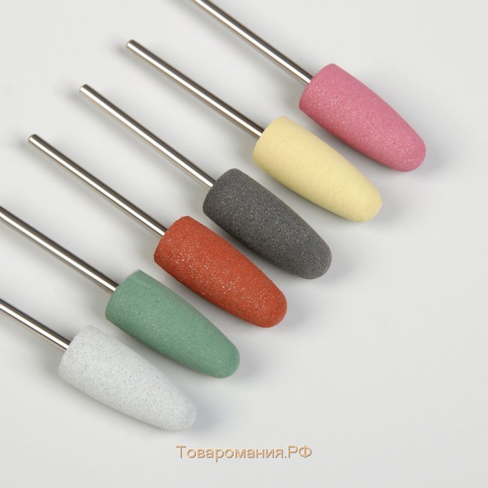 Фрезы силиконовые для полировки, в пакете, 6 шт, d = 10 мм, разноцветные