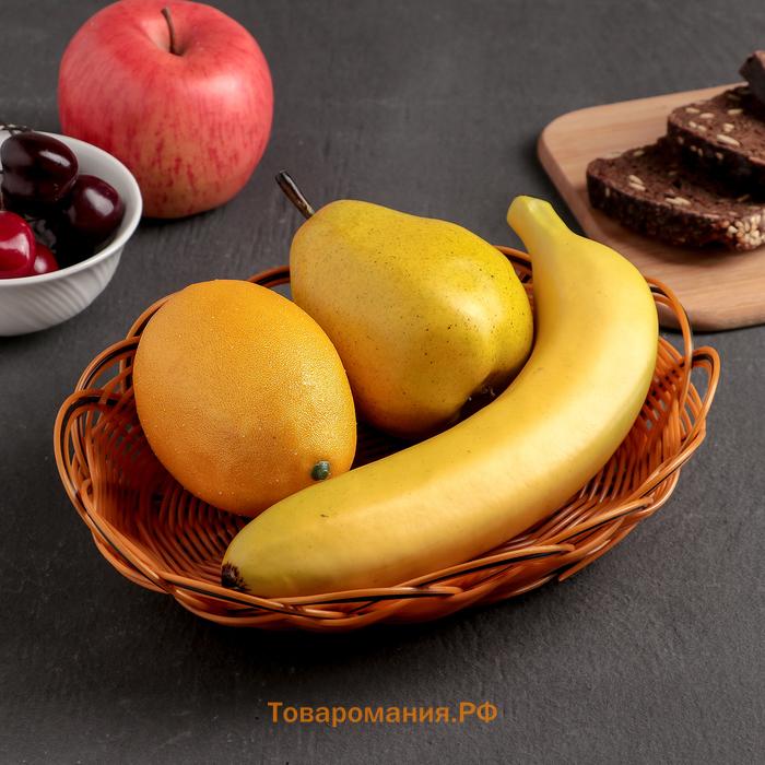 Корзинка для фруктов и хлеба  «Ромашка», 24×16×6 см, пластик, плетёная, золотистая