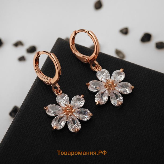 Серьги со стразами «Большой бриллиант» цветок, миксы