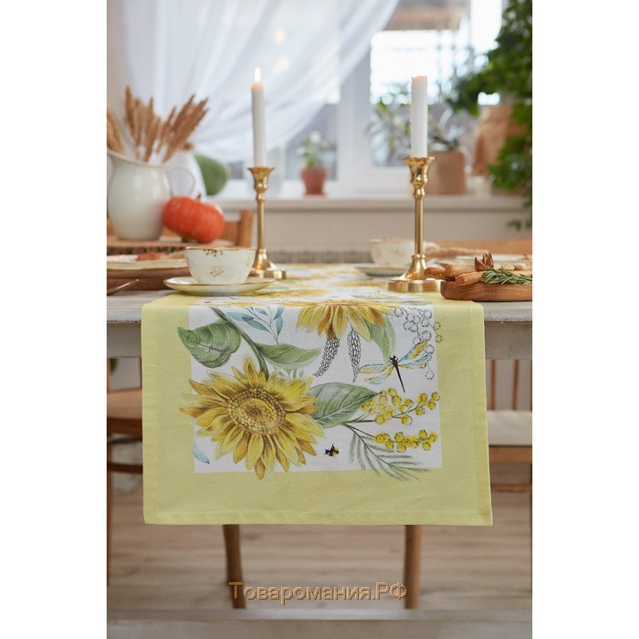 Дорожка  «Солнечные цветы», 40×146 см, 100% хлопок, саржа 190 г/м2