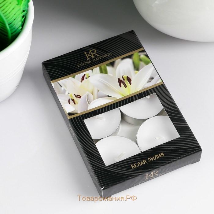 Набор чайных свечей ароматизированных "Белая лилия" в подарочной коробке, 6 шт