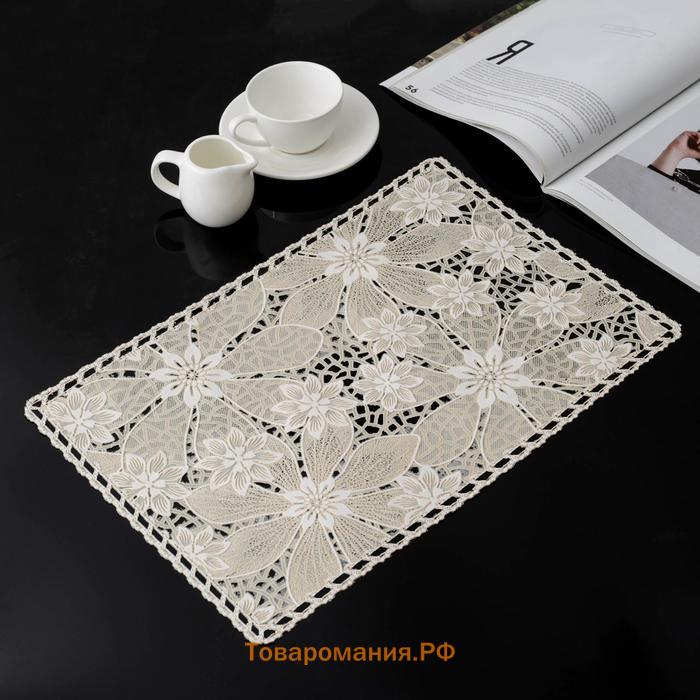 Салфетка ажурная для стола «Нежность. Астры», 45×30 см, бежевая
