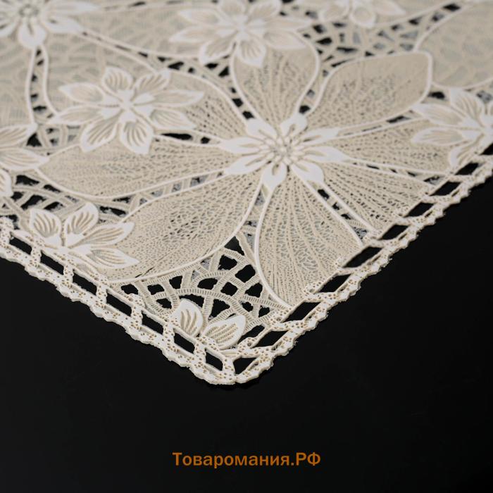 Салфетка ажурная для стола «Нежность. Астры», 45×30 см, бежевая