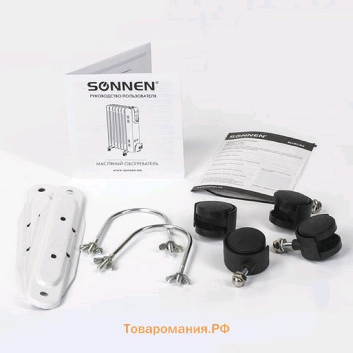 Обогреватель SONNEN DFS-11, масляный, 2500 Вт, 11 секций, 25 м², белый