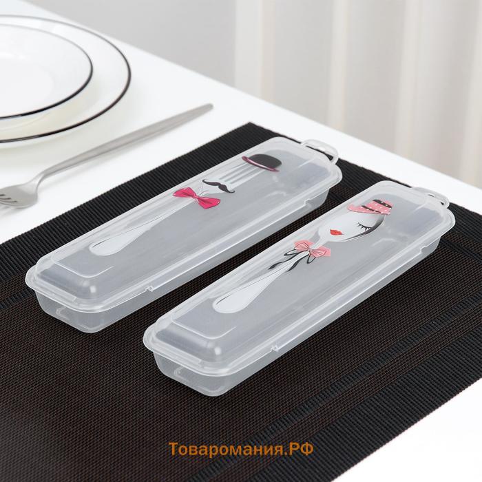 Футляр для столовых приборов , 24×7.5×3.8 см, прозрачный, рисунок МИКС