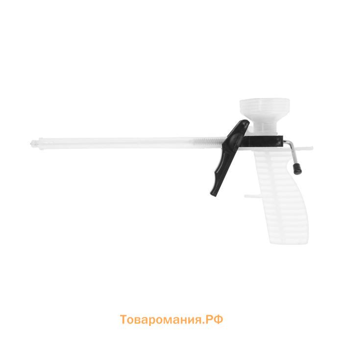 Пистолет для монтажной пены ТУНДРА, пластиковый, прозрачный корпус