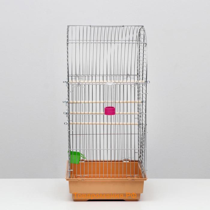 Клетка для птиц "Пижон" №101, хром , укомплектованная, 41 х 30 х 65 см, бежевая