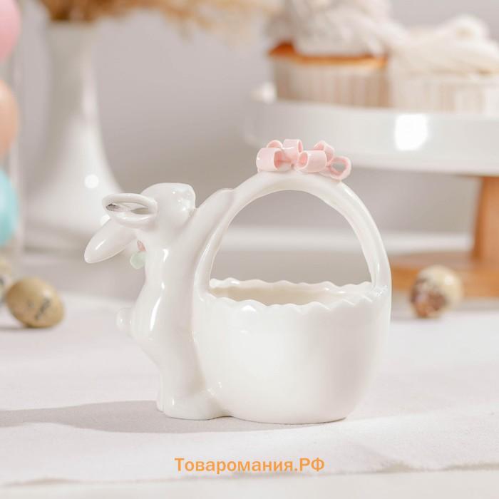 Конфетница SL Home «Лесные кролики», 12.5×8×12 см, фарфор, белая