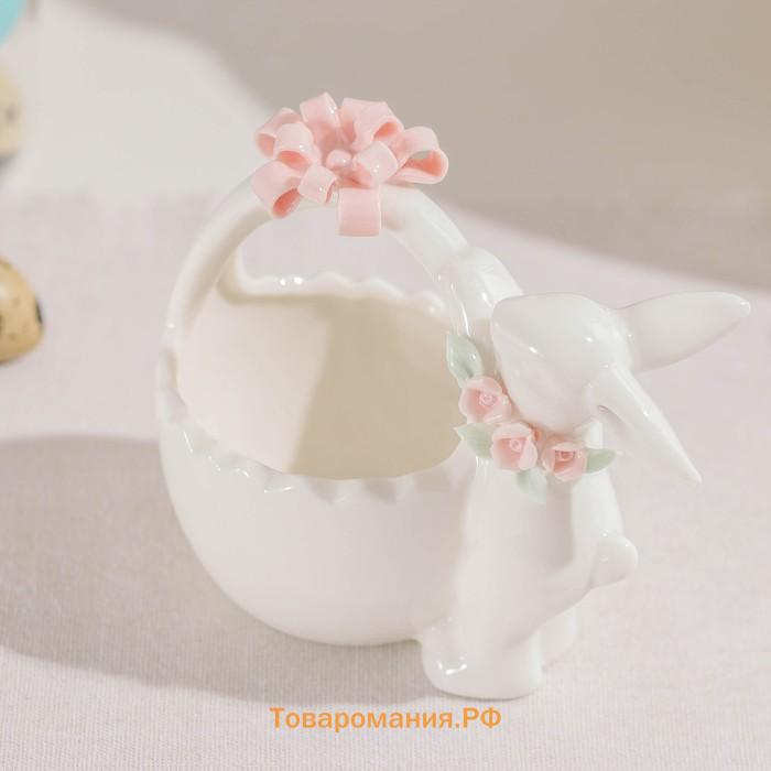 Конфетница SL Home «Лесные кролики», 12.5×8×12 см, фарфор, белая