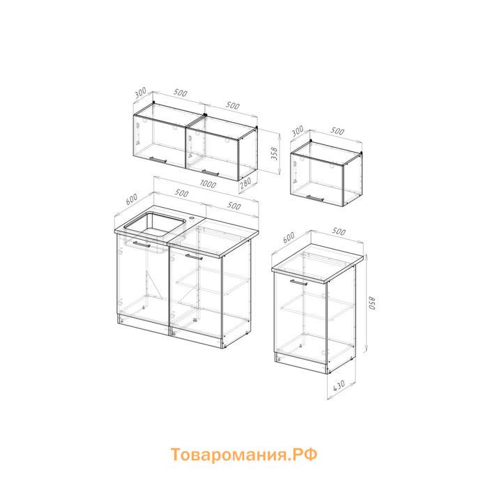 Кухонный гарнитур "Дюна" 1500, Дуб сонома/Венге/Дуглас темный