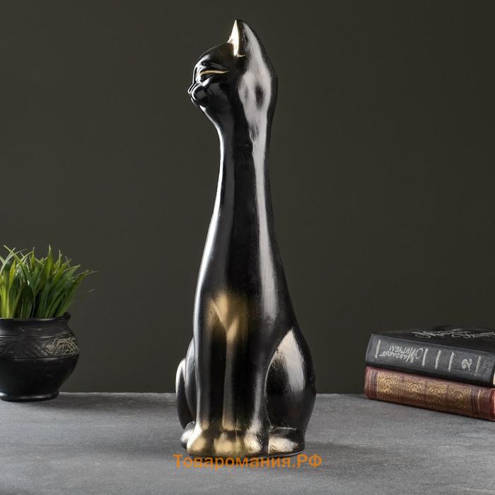 Фигурка гипс «Кот», чёрная в золоте, 14×40×15 см