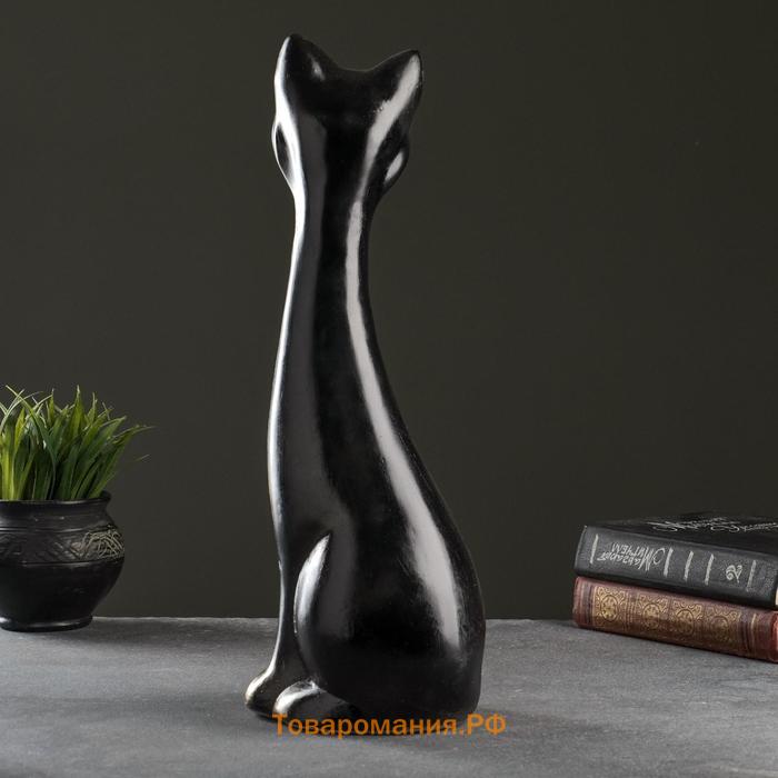Фигурка гипс «Кот», чёрная в золоте, 14×40×15 см