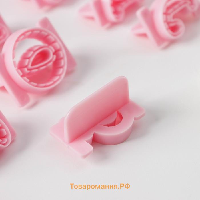 Печати для теста и мастики «Английский алфавит», набор 26 шт., 29×19×2.5 см, пластик, розовые