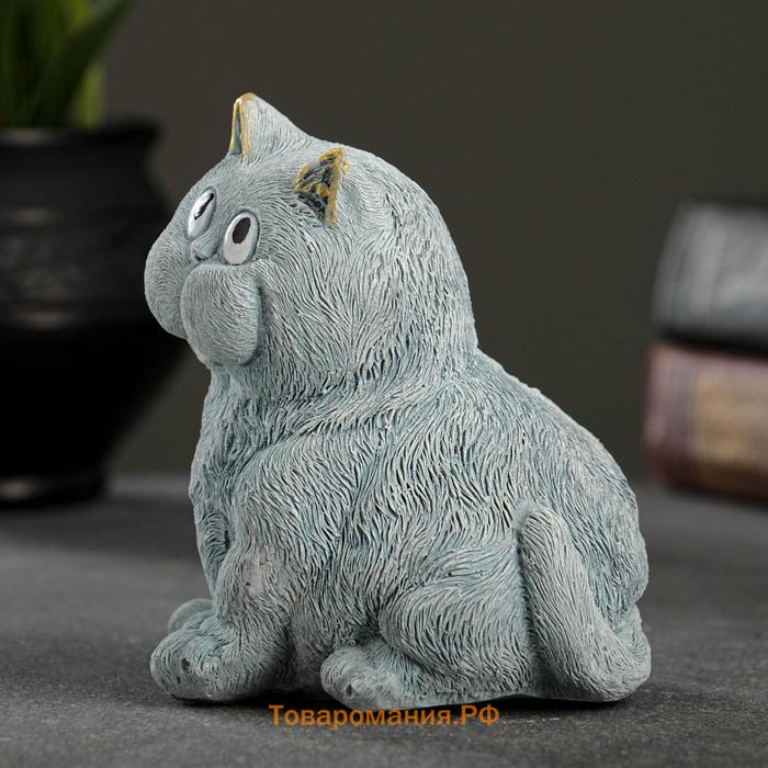 Фигурка гипс «Кот сидит», серо-голубой, 10×9×11 см