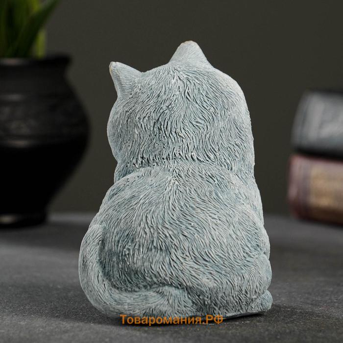 Фигурка гипс «Кот сидит», серо-голубой, 10×9×11 см