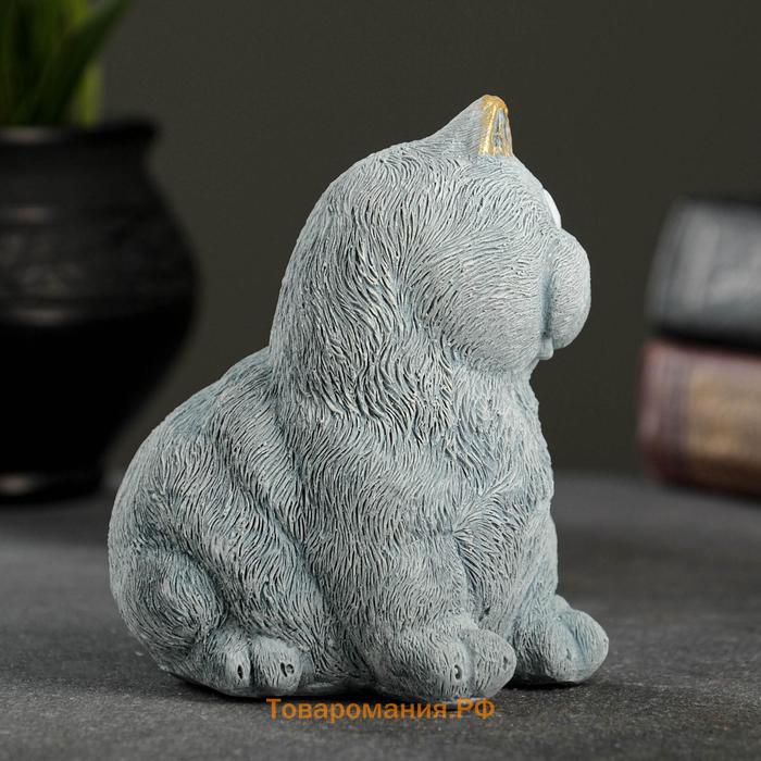 Фигурка гипс «Кот сидит», серо-голубой, 10×9×11 см