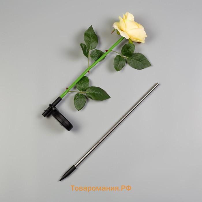 Садовый светильник на солнечной батарее «Роза жёлтая», 75 см, 1 LED, свечение белое