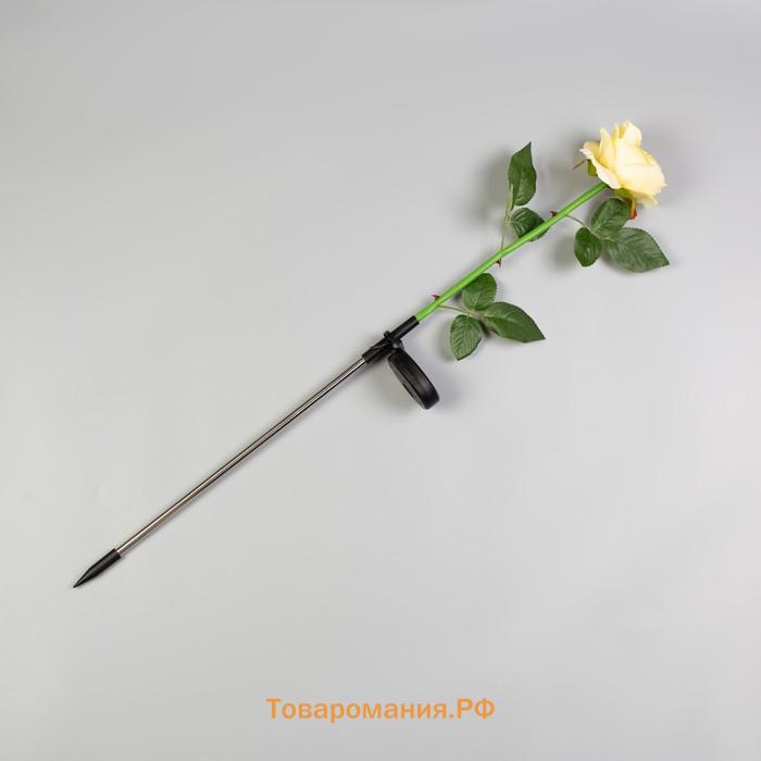 Садовый светильник на солнечной батарее «Роза жёлтая», 75 см, 1 LED, свечение белое