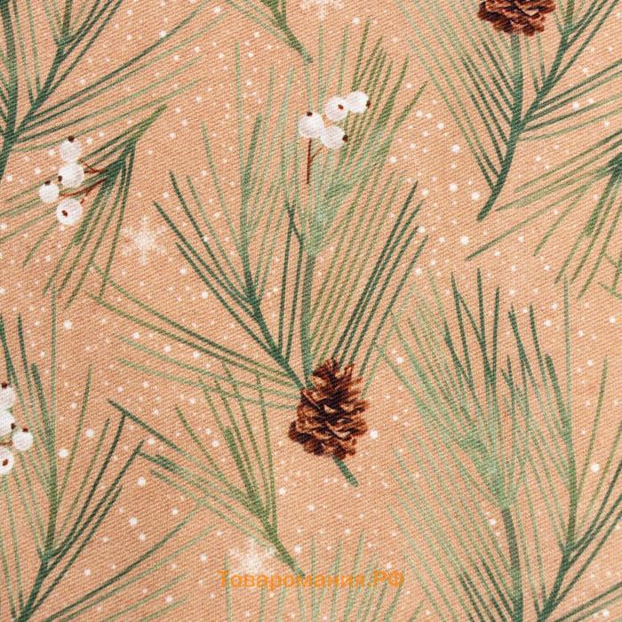 Дорожка на стол новогодняя  Spruce branches 30×70см, 100% хлопок, саржа 190 г/м², бежевая
