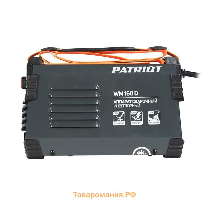 Аппарат сварочный инверторный Patriot WM160D, 220 В, 6.8 кВт, 20-160 А, электроды 1.6-4 мм