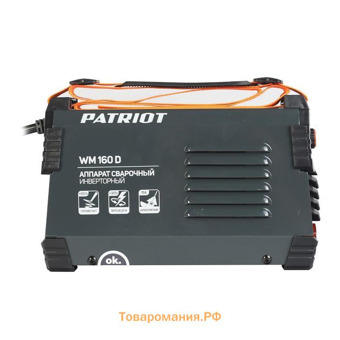 Аппарат сварочный инверторный Patriot WM160D, 220 В, 6.8 кВт, 20-160 А, электроды 1.6-4 мм