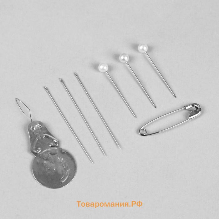Швейный набор дорожный, 20 предметов, в складной пластиковой коробке, 7×6.5×2 см, МИКС
