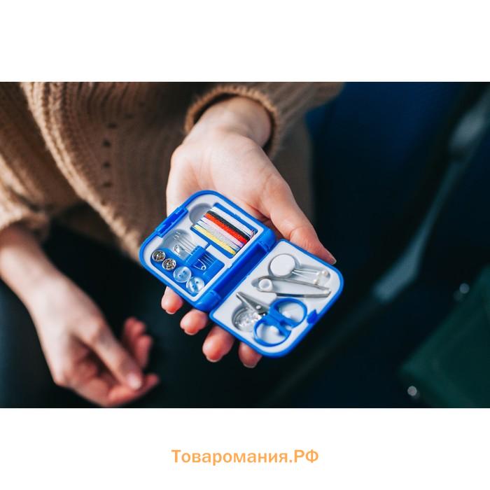 Швейный набор дорожный, 20 предметов, в складной пластиковой коробке, 7×6.5×2 см, МИКС