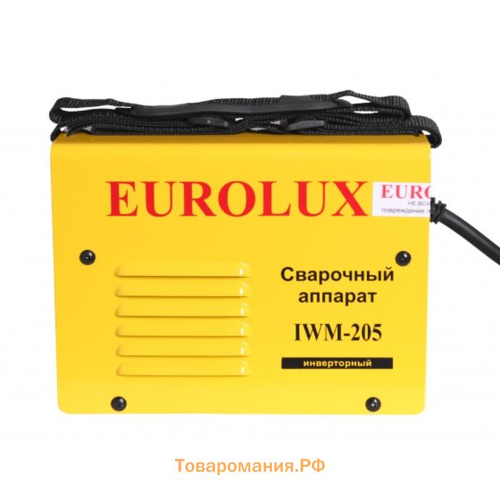 Сварочный аппарат инверторный Eurolux IWM205, 205 А, 6.9 кВт, ПВ 70%, горячий старт