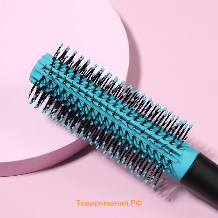 Брашинг, прорезиненная ручка, d=1.9/4×22.7(±1) см, голубой/чёрный