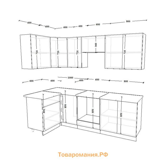 Кухонный гарнитур угловой Лофт 1, 2400х1200 мм, Дуб бунратти/Бетон темный