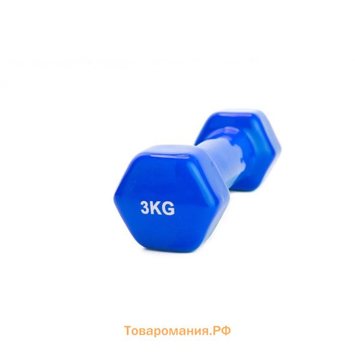 Гантель обрезиненная Bradex SF 0164, синяя, 3 кг