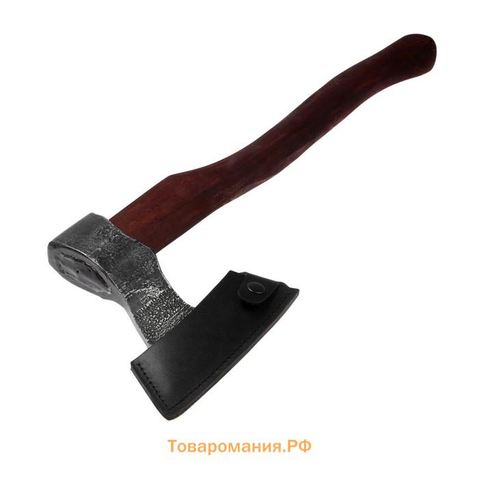 Топор охотничий кованый ТУНДРА ПРОФИ, топорище высшего сорта «дуб» воск, с чехлом, 1200 г